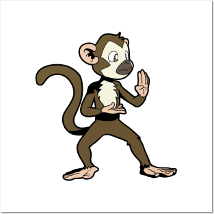 Cartoon squirrel monkey does karate Posters and Art